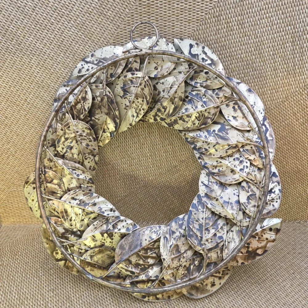 Gold Metal Leaves Wreath Wall Decor Front‎ Door Table 14.5